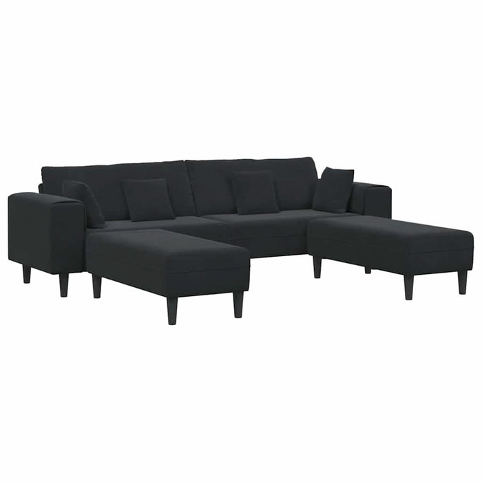 Canapea din catifea cu pernă 3 pcs Negru 208 cm Catifea - WALTI WALTI