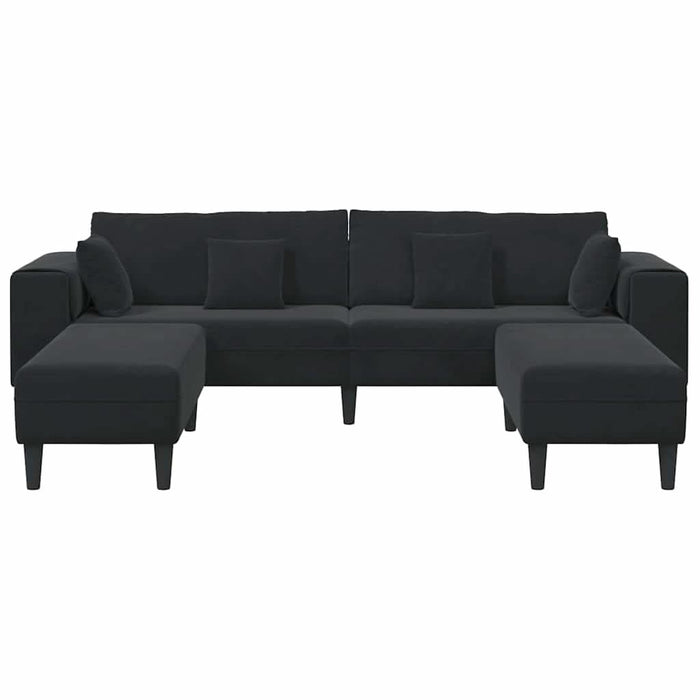 Canapea din catifea cu pernă 3 pcs Negru 208 cm Catifea - WALTI WALTI