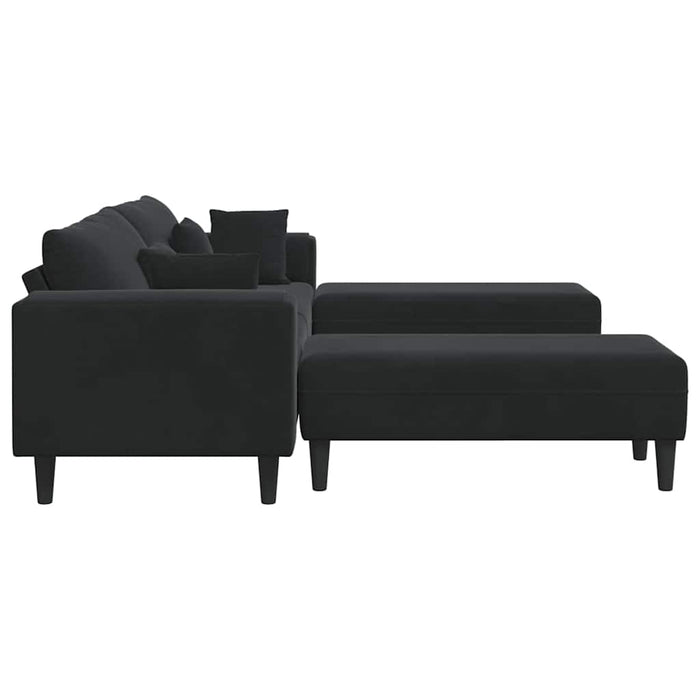 Canapea din catifea cu pernă 3 pcs Negru 208 cm Catifea - WALTI WALTI