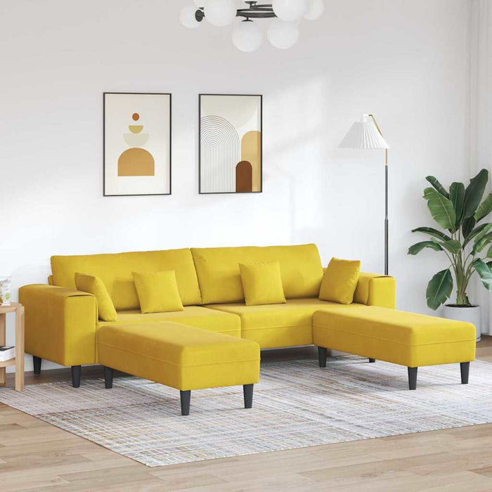 Canapea din catifea cu pernă 3 pcs Galben 208 cm Catifea - WALTI WALTI