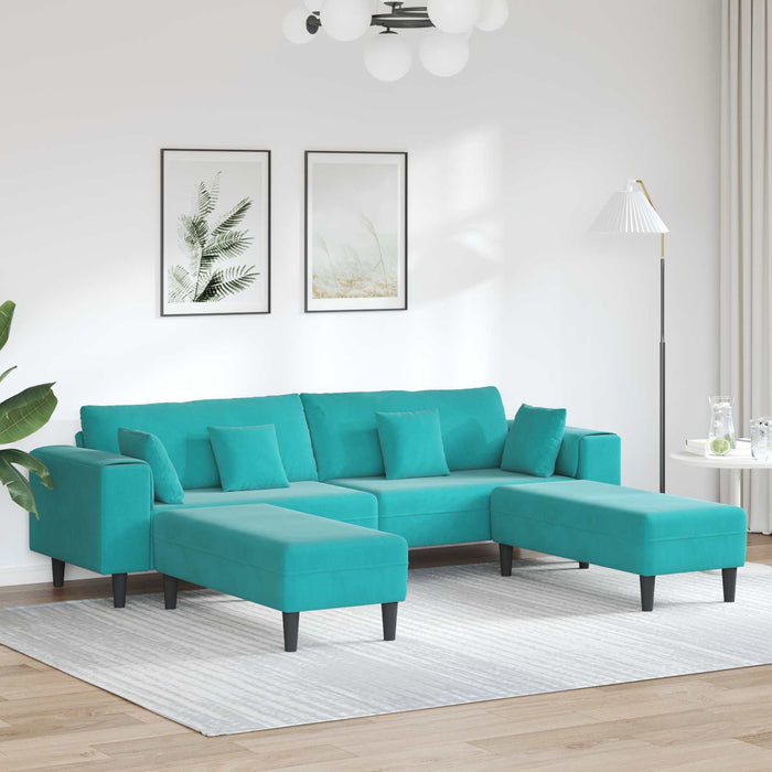 Canapea 3 pcs Turcoaz 250 x 188 x 76 cm Catifea WALTI