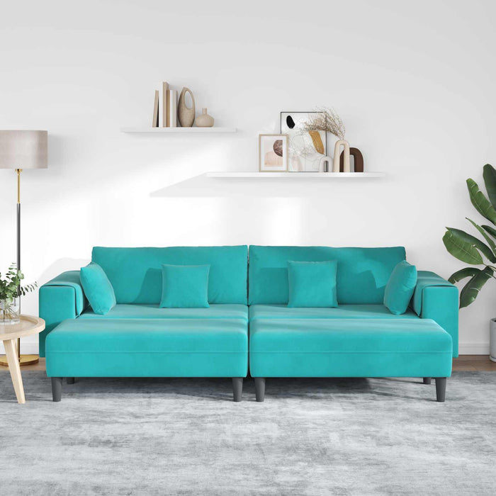 Canapea 3 pcs Turcoaz 250 x 188 x 76 cm Catifea WALTI