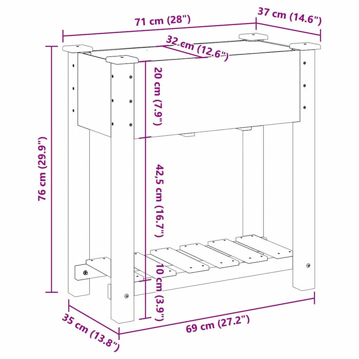 Vază pentru Grădină Bej 71 x 37 x 76,5 cm Lemn de Brad Solid - WALTI WALTI