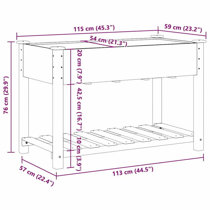 Vază pentru Grădină Bej 115 x 59 x 76,5 cm Lemn de Brad Solid - WALTI WALTI