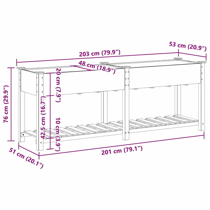 Vază pentru Grădină Bej 203 x 53 x 76,5 cm Lemn de Brad Solid - WALTI WALTI
