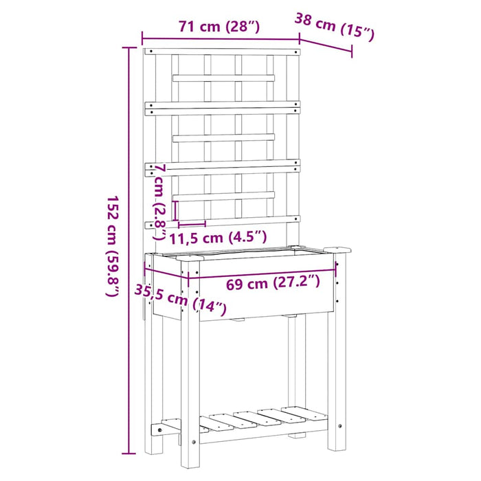Vază pentru Grădină Bej 71 x 38 x 152 cm Lemn de Brad Solid - WALTI WALTI