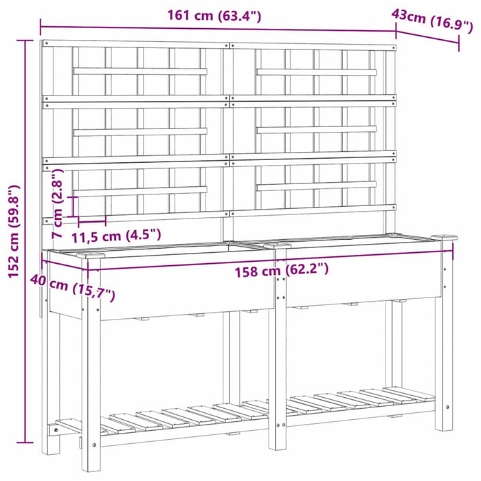 Vază pentru Grădină Bej 161 x 46 x 152,5 cm Lemn de Brad Solid - WALTI WALTI
