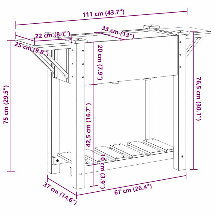 Vază pentru Grădină Bej 111 x 37 x 76,5 cm Lemn de Brad Solid - WALTI WALTI
