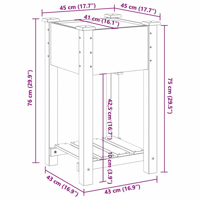 Vază pentru Grădină Bej 45 x 45 x 76,5 cm Lemn de Brad Solid - WALTI WALTI