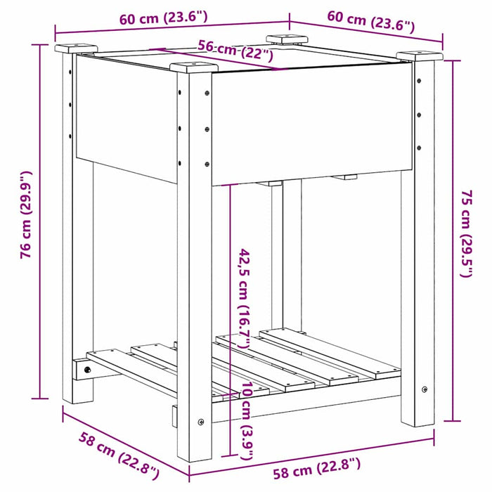 Vază pentru Grădină Bej 60,5 x 60 x 76,5 cm Lemn de Brad Solid - WALTI WALTI