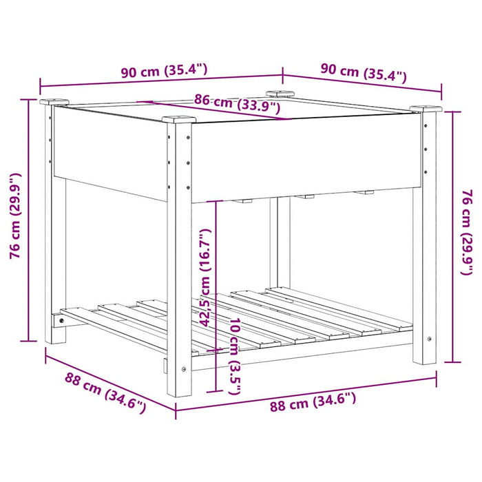 Vază pentru Grădină Bej 90 x 90 x 76,5 cm Lemn de Brad Solid - WALTI WALTI