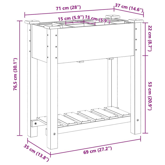 Vază pentru Grădină Bej 71 x 37 x 76,5 cm Lemn de Brad Solid - WALTI WALTI