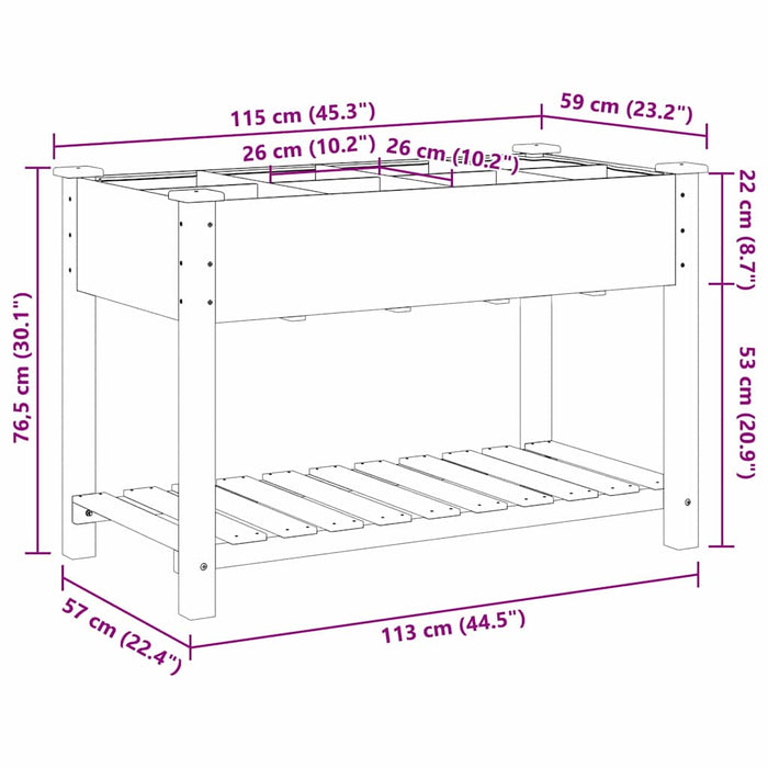 Vază pentru Grădină Bej 115 x 59 x 76,5 cm Lemn de Brad Solid - WALTI WALTI