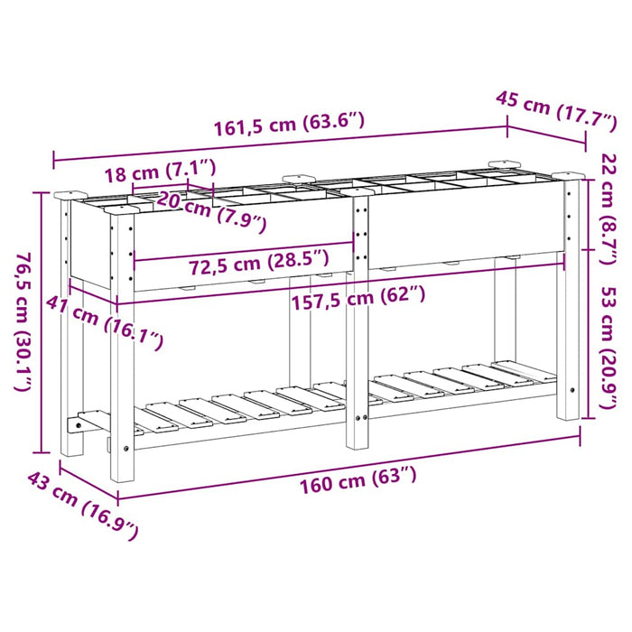 Vază pentru Grădină Bej 161,5 x 45 x 76,5 cm Lemn de Brad Solid - WALTI WALTI