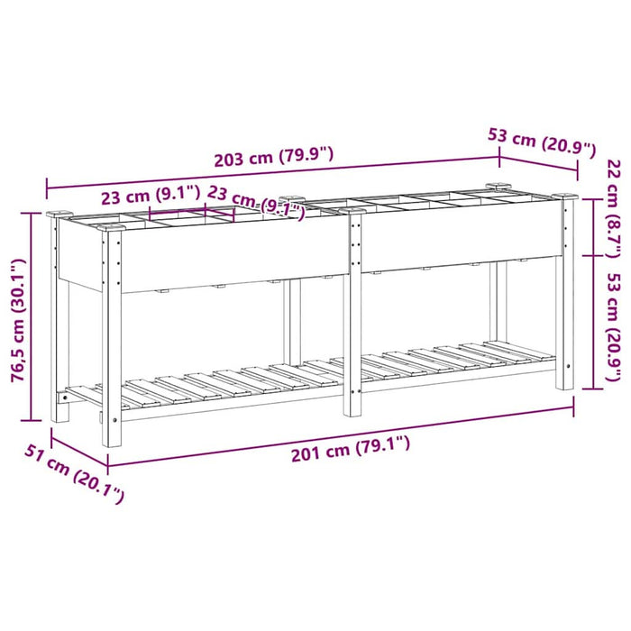 Vază pentru Grădină Bej 203,5 x 53 x 76,5 cm Lemn de Brad Solid - WALTI WALTI