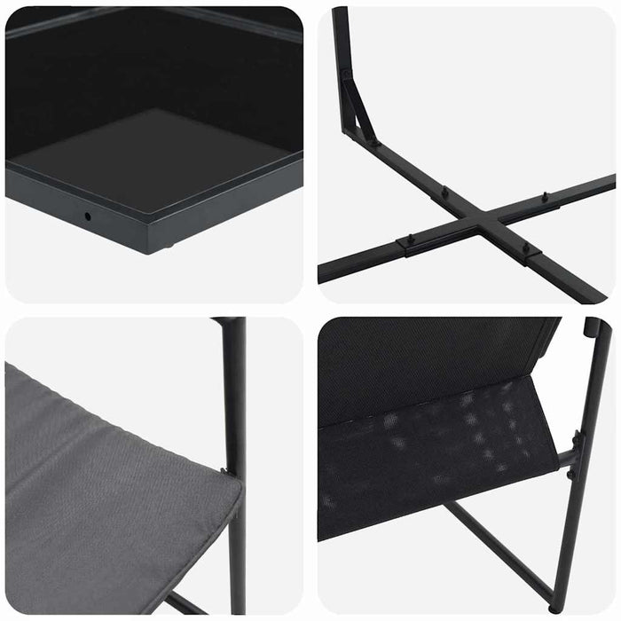 Set de masă pentru grădină 5 pcs Negru Oțel - WALTI WALTI