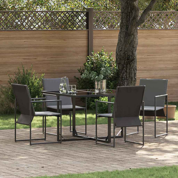 Set de masă pentru grădină 5 pcs Negru Oțel - WALTI WALTI