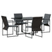 Set de masă pentru grădină 5 pcs Negru Oțel - WALTI WALTI
