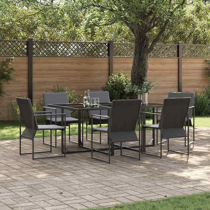 Set de masă pentru grădină 7 pcs Negru Oțel - WALTI WALTI