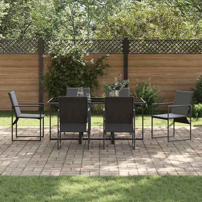 Set de masă pentru grădină 7 pcs Negru Oțel - WALTI WALTI