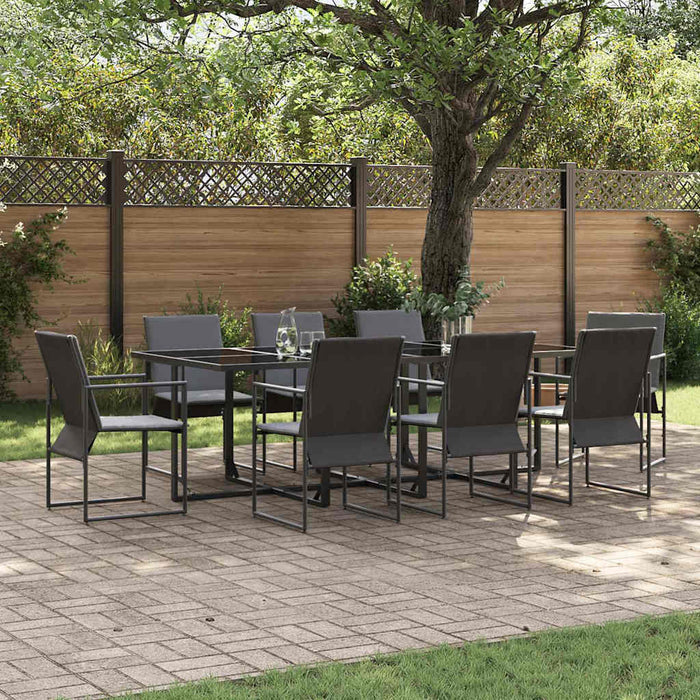 Set de masă pentru grădină 9 pcs Negru Oțel - WALTI WALTI