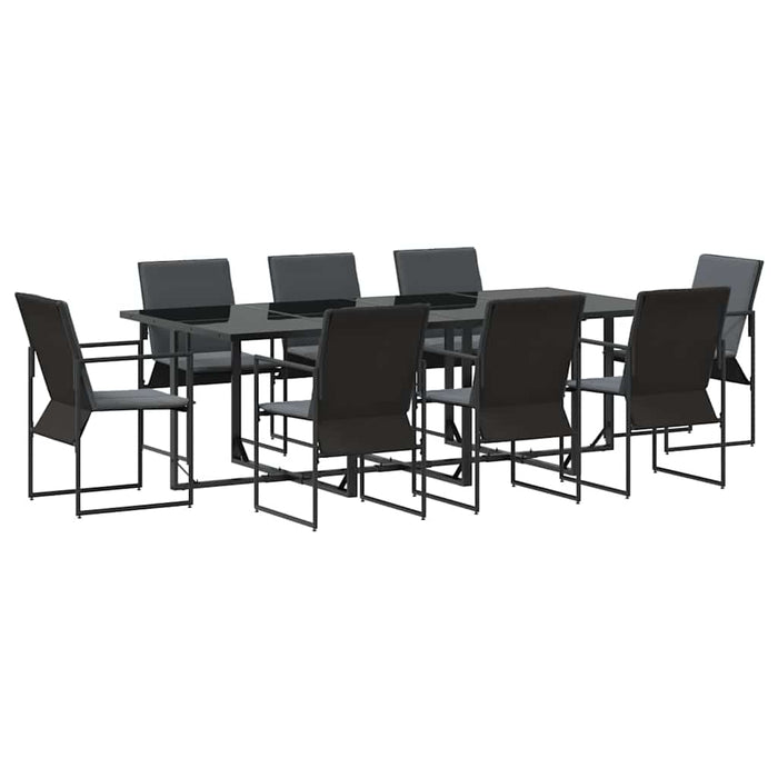 Set de masă pentru grădină 9 pcs Negru Oțel - WALTI WALTI