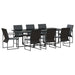 Set de masă pentru grădină 9 pcs Negru Oțel - WALTI WALTI