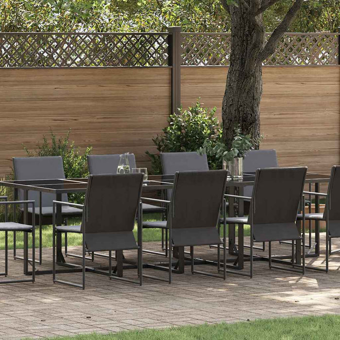 Set de masă pentru grădină 11 pcs Negru Oțel - WALTI WALTI