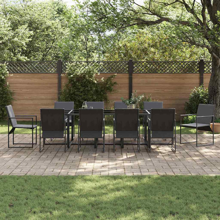 Set de masă pentru grădină 11 pcs Negru Oțel - WALTI WALTI