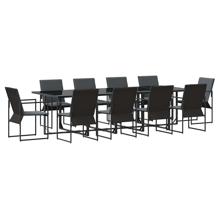 Set de masă pentru grădină 11 pcs Negru Oțel - WALTI WALTI