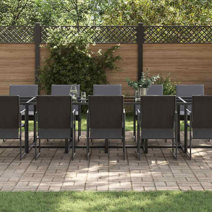 Set de masă pentru grădină 13 pcs Negru Oțel - WALTI WALTI
