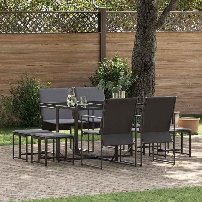 Set de masă pentru grădină 9 pcs Negru Oțel - WALTI WALTI