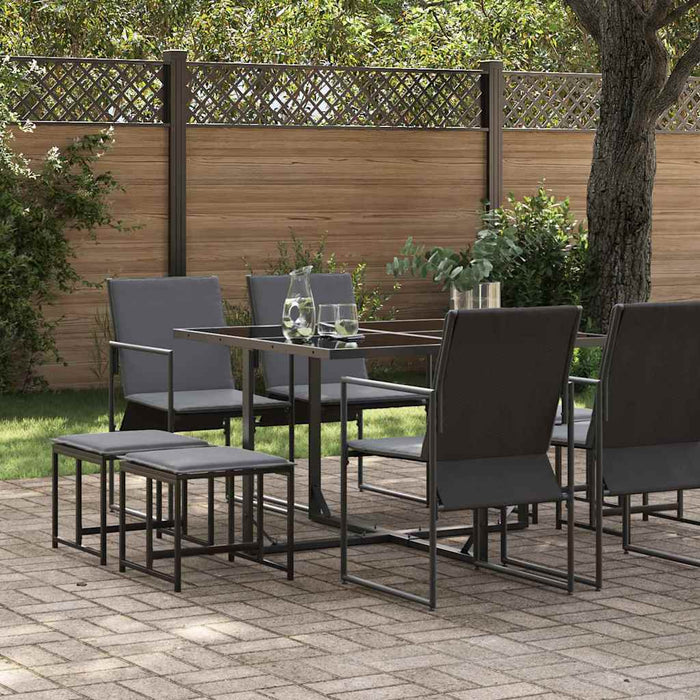 Set de masă pentru grădină 9 pcs Negru Oțel - WALTI WALTI
