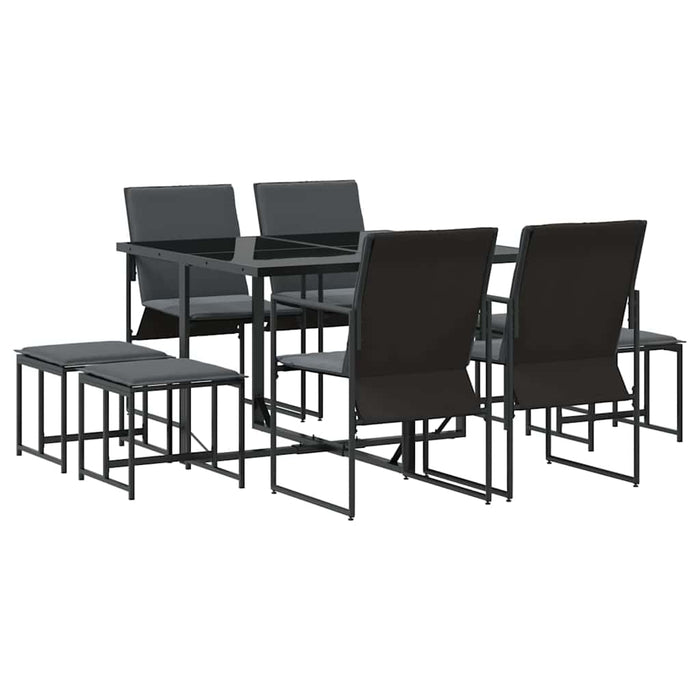 Set de masă pentru grădină 9 pcs Negru Oțel - WALTI WALTI