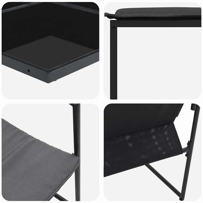 Set de masă pentru grădină 11 pcs Negru Oțel - WALTI WALTI