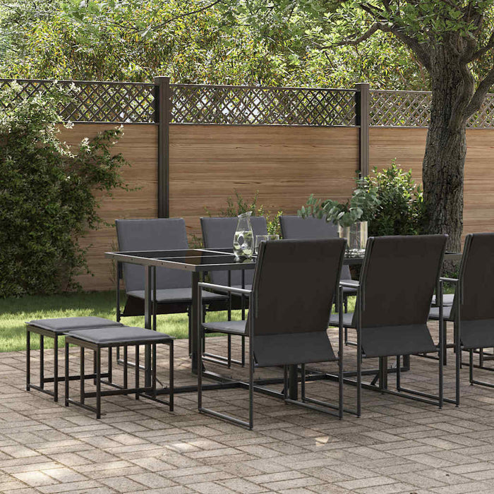 Set de masă pentru grădină 11 pcs Negru Oțel - WALTI WALTI