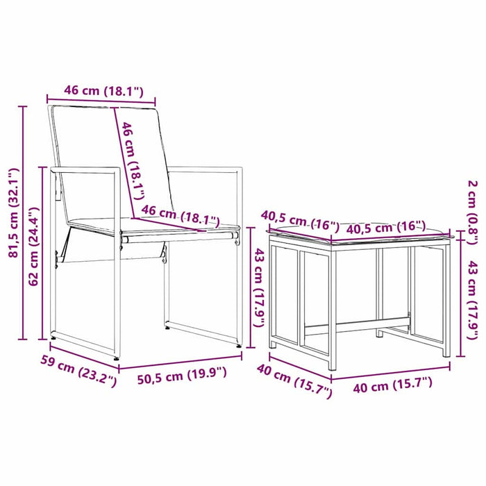 Set de masă pentru grădină 11 pcs Negru Oțel - WALTI WALTI