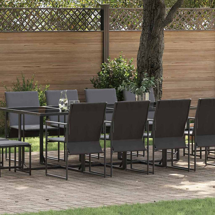 Set de masă pentru grădină 13 pcs Negru Oțel - WALTI WALTI