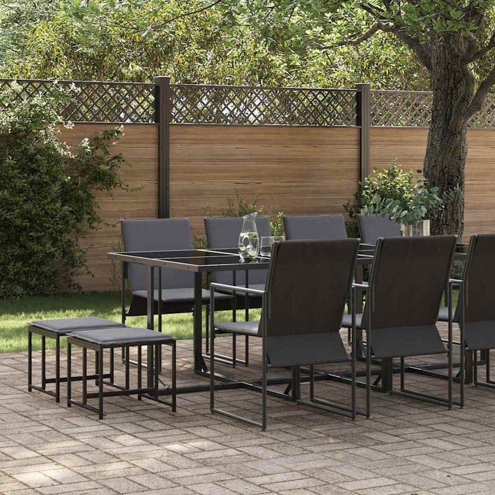 Set de masă pentru grădină 13 pcs Negru Oțel - WALTI WALTI