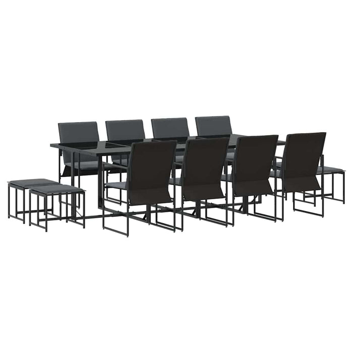 Set de masă pentru grădină 13 pcs Negru Oțel - WALTI WALTI