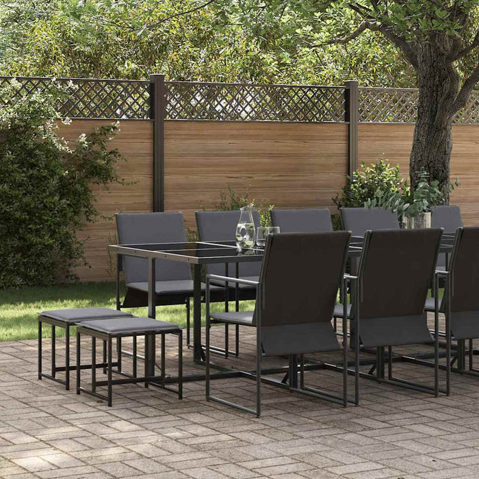 Set de masă pentru grădină 15 pcs Negru Oțel - WALTI WALTI