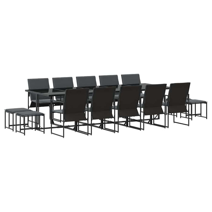 Set de masă pentru grădină 15 pcs Negru Oțel - WALTI WALTI