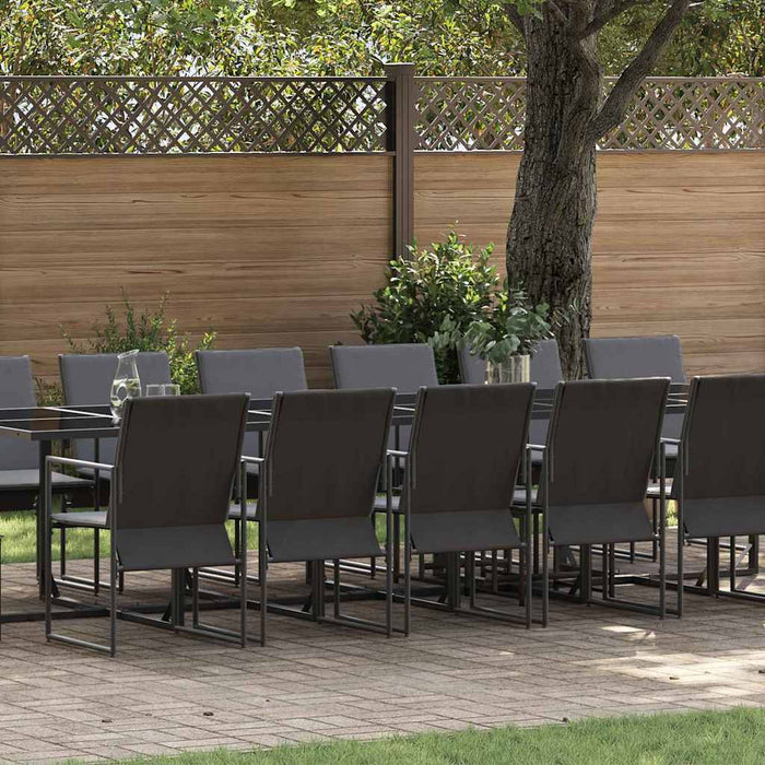 Set de masă pentru grădină 17 pcs Negru Oțel - WALTI WALTI