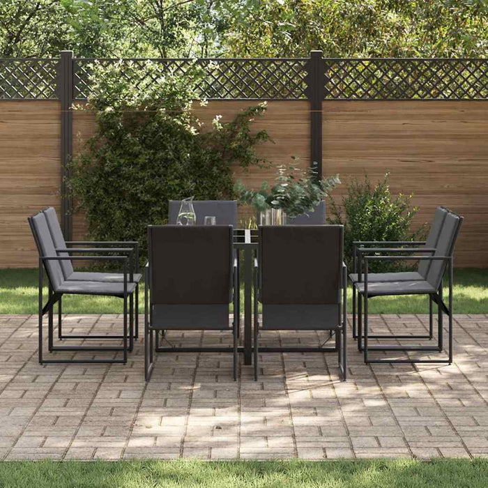 Set de masă pentru grădină 9 pcs Negru Oțel - WALTI WALTI