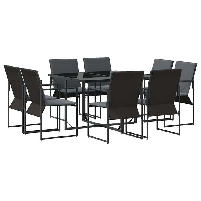 Set de masă pentru grădină 9 pcs Negru Oțel - WALTI WALTI