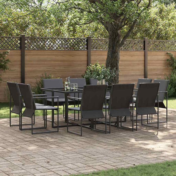 Set de masă pentru grădină 11 pcs Negru Oțel - WALTI WALTI