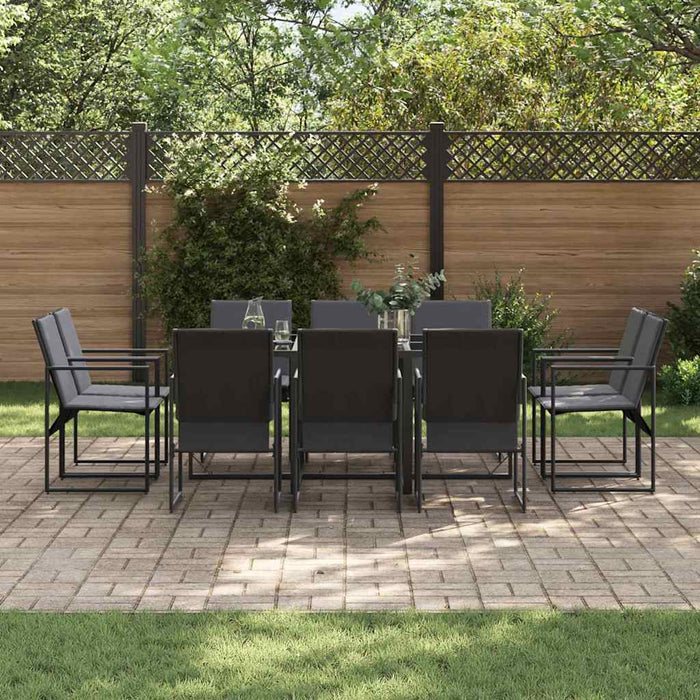 Set de masă pentru grădină 11 pcs Negru Oțel - WALTI WALTI