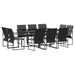Set de masă pentru grădină 11 pcs Negru Oțel - WALTI WALTI