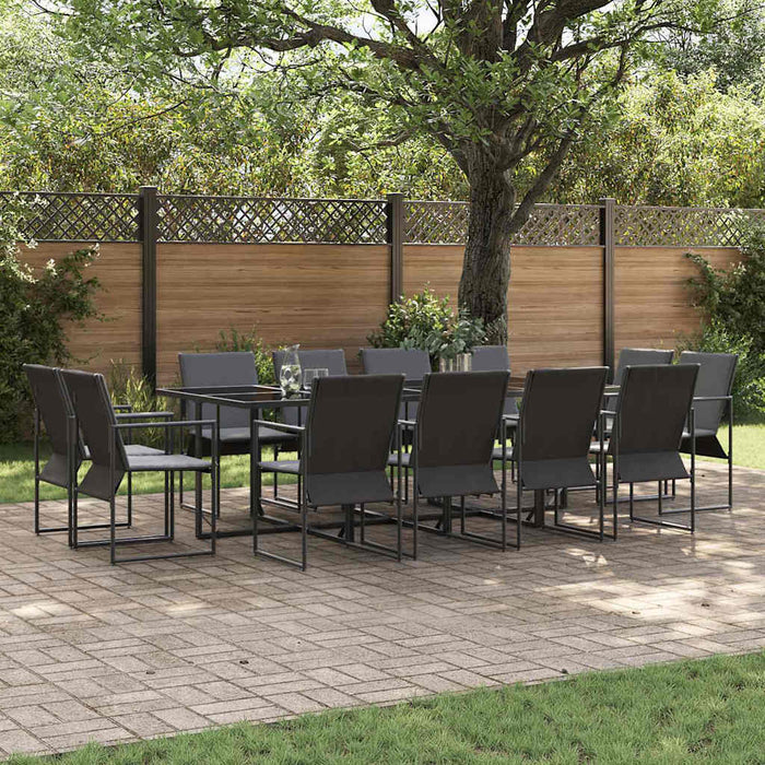 Set de masă pentru grădină 13 pcs Negru Oțel - WALTI WALTI
