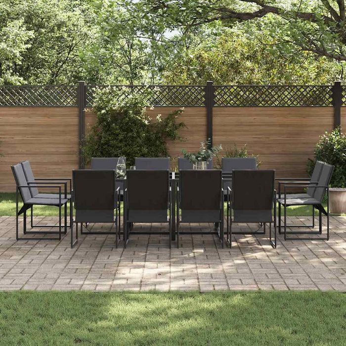 Set de masă pentru grădină 13 pcs Negru Oțel - WALTI WALTI